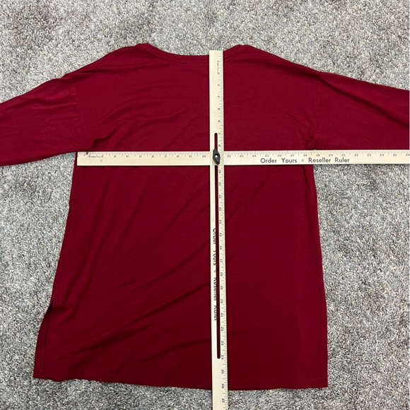 Eileen Fisher shirt Womens XXS red long sleeve v-neck tunic business casual - Picture 7 of 9